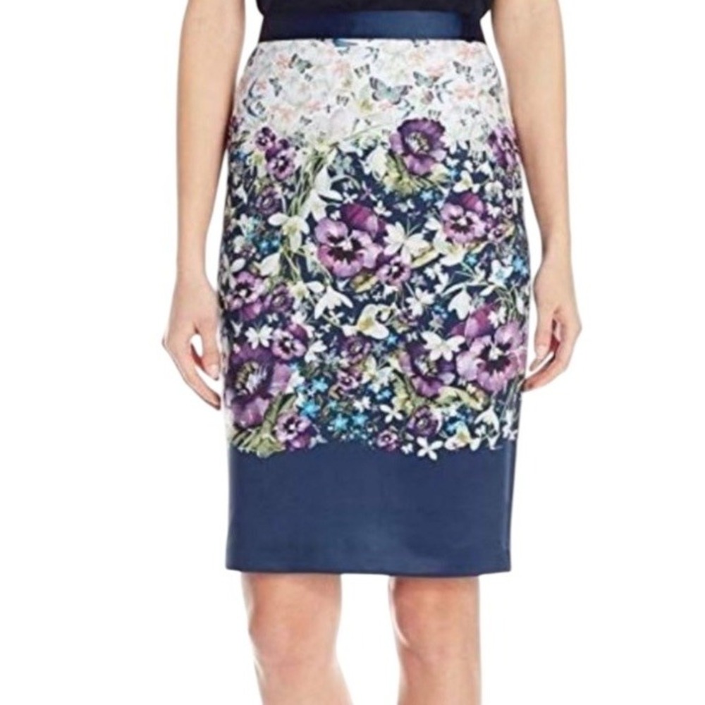 Ted Baker Carpi Entangled Enchantment Pencil Floral Butterfly Print Skirt Sz 0